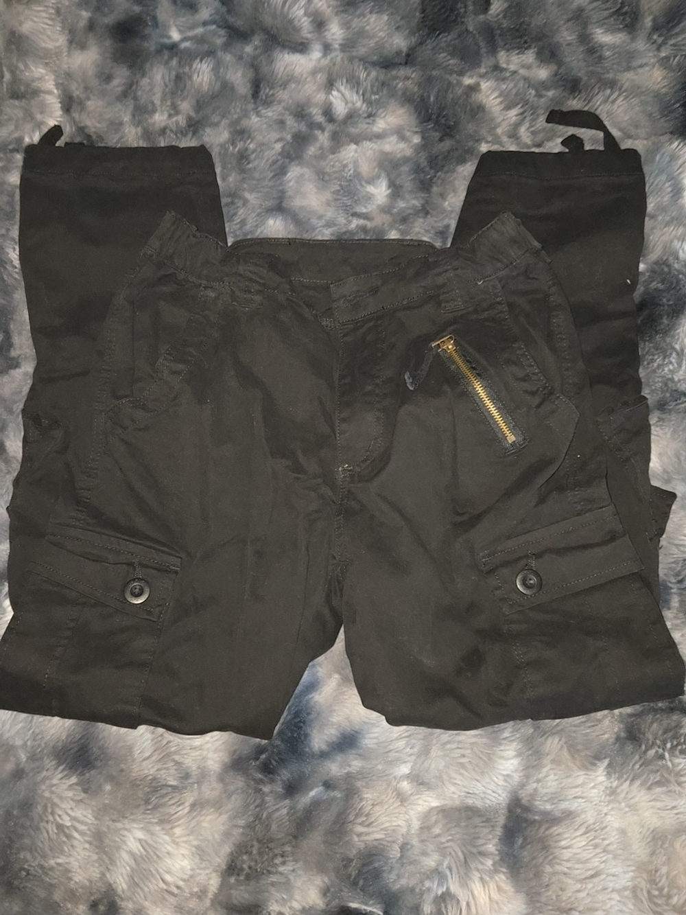 Women's Black Cargo Pants with Zip Pocket